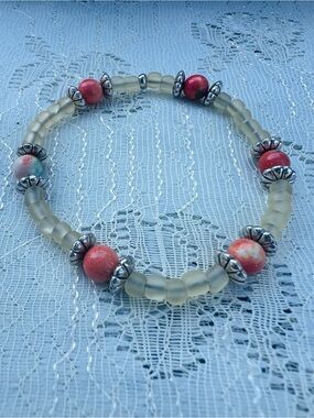 Beaded Stretch Ocean Jade Bracelet